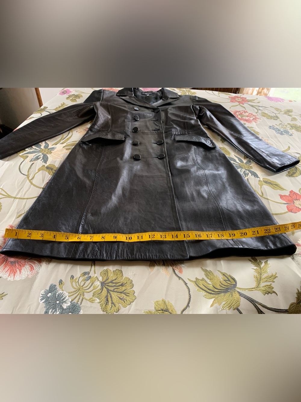 Vintage Paris France Sexy Gothic Black Leather Trench Style Jacket - Picture 12 of 16